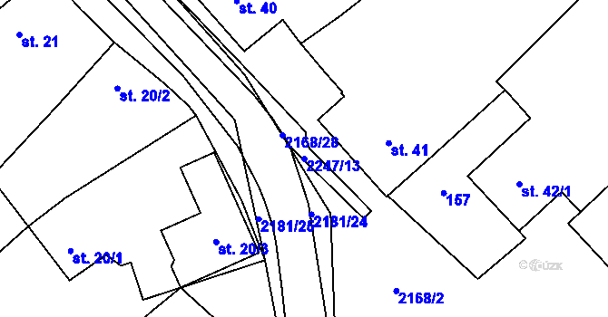 Parcela st. 2247/13 v KÚ Radostín nad Oslavou, Katastrální mapa