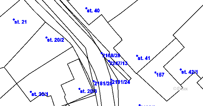 Parcela st. 2168/28 v KÚ Radostín nad Oslavou, Katastrální mapa