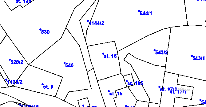 Parcela st. 16 v KÚ Lestkov pod Kozákovem, Katastrální mapa