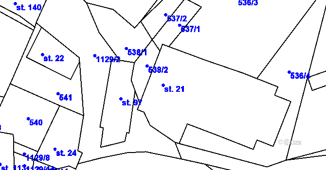 Parcela st. 21 v KÚ Lestkov pod Kozákovem, Katastrální mapa