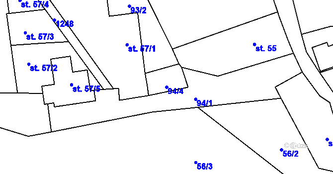 Parcela st. 94/4 v KÚ Lestkov pod Kozákovem, Katastrální mapa