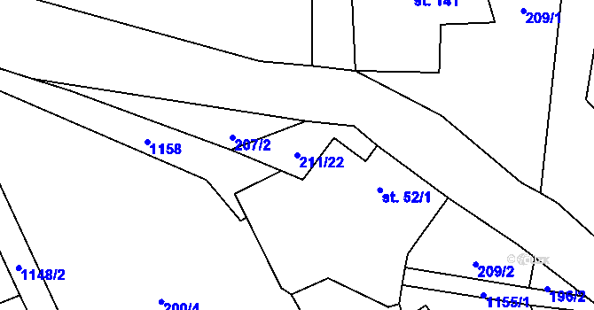 Parcela st. 211/22 v KÚ Lestkov pod Kozákovem, Katastrální mapa
