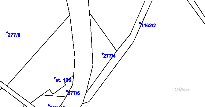 Parcela st. 277/4 v KÚ Lestkov pod Kozákovem, Katastrální mapa