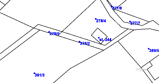 Parcela st. 278/2 v KÚ Lestkov pod Kozákovem, Katastrální mapa