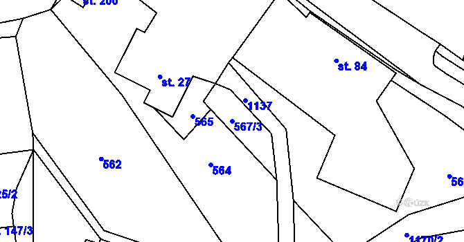 Parcela st. 567/3 v KÚ Lestkov pod Kozákovem, Katastrální mapa