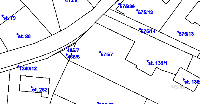 Parcela st. 575/7 v KÚ Lestkov pod Kozákovem, Katastrální mapa