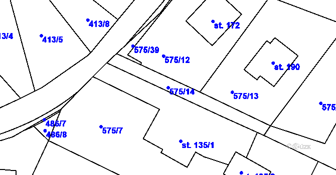 Parcela st. 575/14 v KÚ Lestkov pod Kozákovem, Katastrální mapa