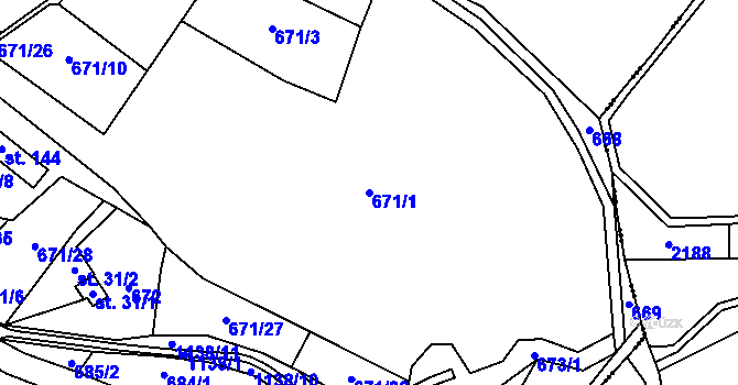 Parcela st. 671/1 v KÚ Lestkov pod Kozákovem, Katastrální mapa