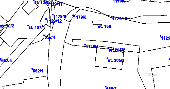 Parcela st. 1129/4 v KÚ Lestkov pod Kozákovem, Katastrální mapa