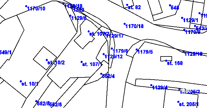 Parcela st. 1129/12 v KÚ Lestkov pod Kozákovem, Katastrální mapa