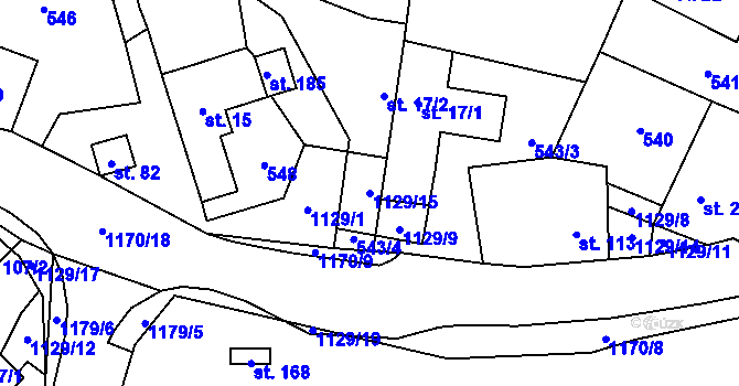 Parcela st. 1129/15 v KÚ Lestkov pod Kozákovem, Katastrální mapa
