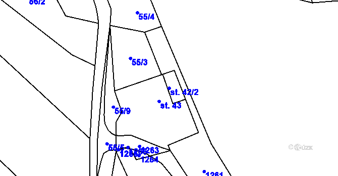 Parcela st. 42/2 v KÚ Lestkov pod Kozákovem, Katastrální mapa