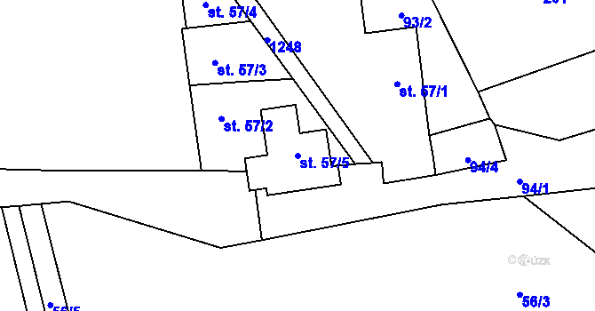 Parcela st. 57/5 v KÚ Lestkov pod Kozákovem, Katastrální mapa