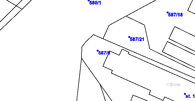 Parcela st. 587/5 v KÚ Lestkov pod Kozákovem, Katastrální mapa