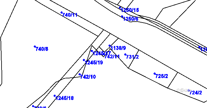 Parcela st. 742/11 v KÚ Lestkov pod Kozákovem, Katastrální mapa