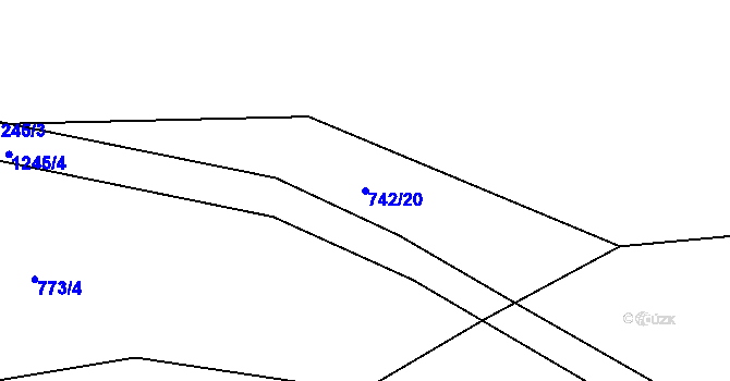 Parcela st. 742/20 v KÚ Lestkov pod Kozákovem, Katastrální mapa