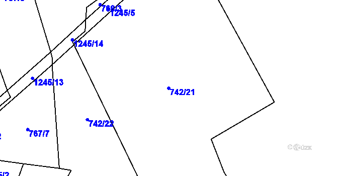 Parcela st. 742/21 v KÚ Lestkov pod Kozákovem, Katastrální mapa