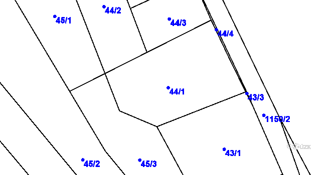 Parcela st. 44/1 v KÚ Lestkov pod Kozákovem, Katastrální mapa