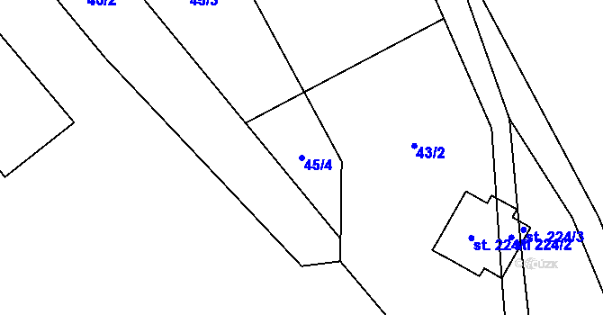 Parcela st. 45/4 v KÚ Lestkov pod Kozákovem, Katastrální mapa