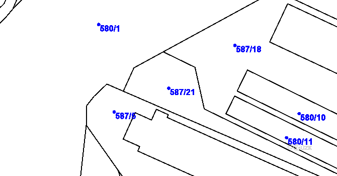 Parcela st. 587/21 v KÚ Lestkov pod Kozákovem, Katastrální mapa