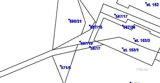 Parcela st. 587/19 v KÚ Lestkov pod Kozákovem, Katastrální mapa