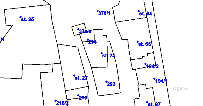 Parcela st. 24 v KÚ Volavec, Katastrální mapa