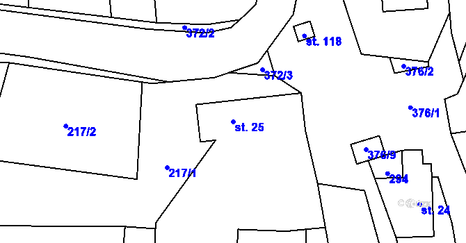 Parcela st. 25 v KÚ Volavec, Katastrální mapa