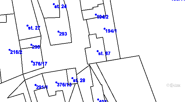 Parcela st. 87 v KÚ Volavec, Katastrální mapa