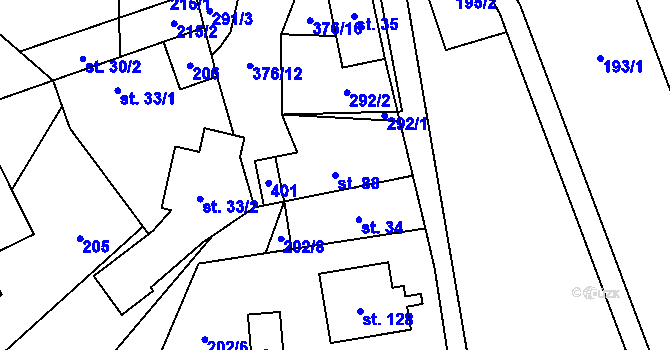 Parcela st. 88 v KÚ Volavec, Katastrální mapa