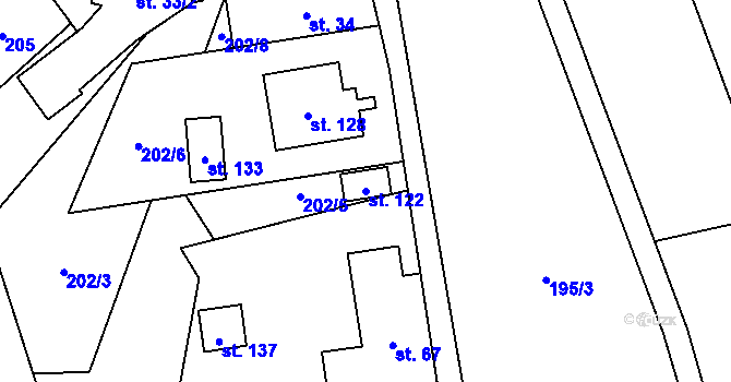 Parcela st. 122 v KÚ Volavec, Katastrální mapa