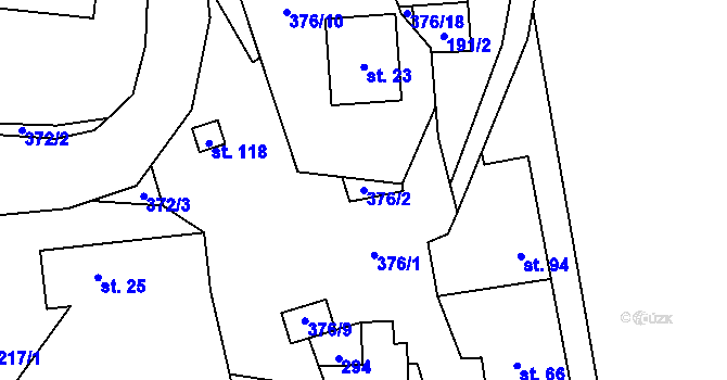 Parcela st. 376/2 v KÚ Volavec, Katastrální mapa