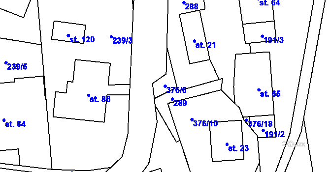 Parcela st. 376/6 v KÚ Volavec, Katastrální mapa