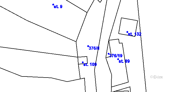 Parcela st. 376/8 v KÚ Volavec, Katastrální mapa