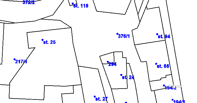 Parcela st. 376/9 v KÚ Volavec, Katastrální mapa