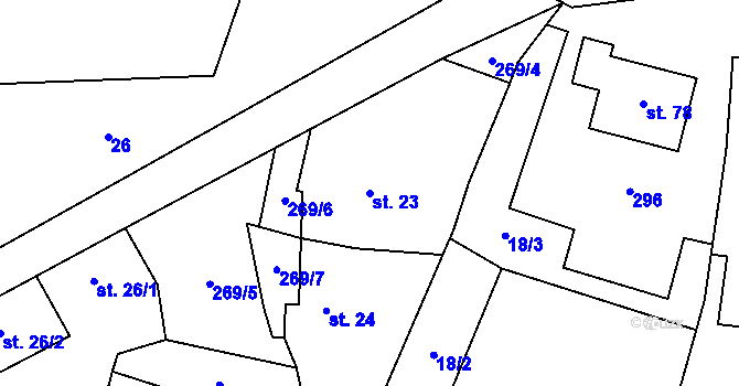 Parcela st. 23 v KÚ Radostov, Katastrální mapa