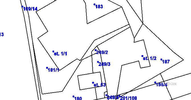 Parcela st. 249/2 v KÚ Radostov, Katastrální mapa