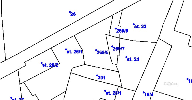 Parcela st. 269/5 v KÚ Radostov, Katastrální mapa