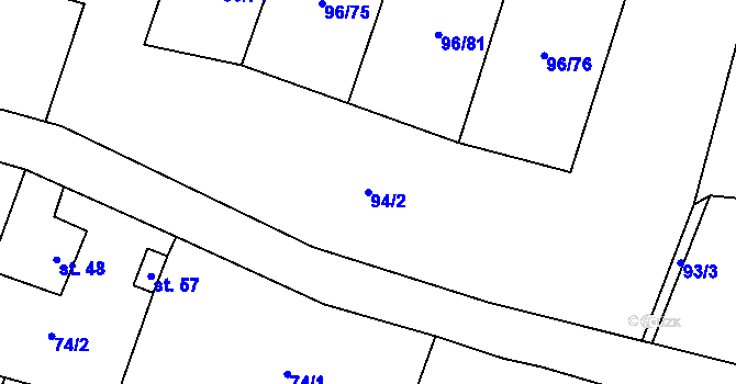 Parcela st. 94/2 v KÚ Radostov, Katastrální mapa