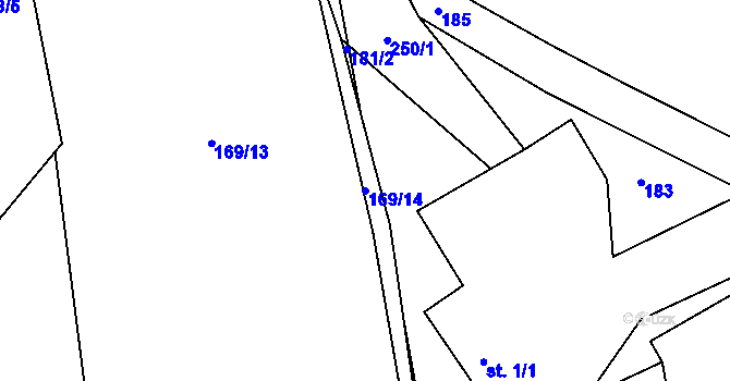 Parcela st. 169/14 v KÚ Radostov, Katastrální mapa