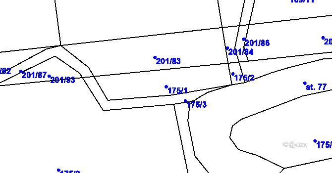 Parcela st. 175/1 v KÚ Radostov, Katastrální mapa