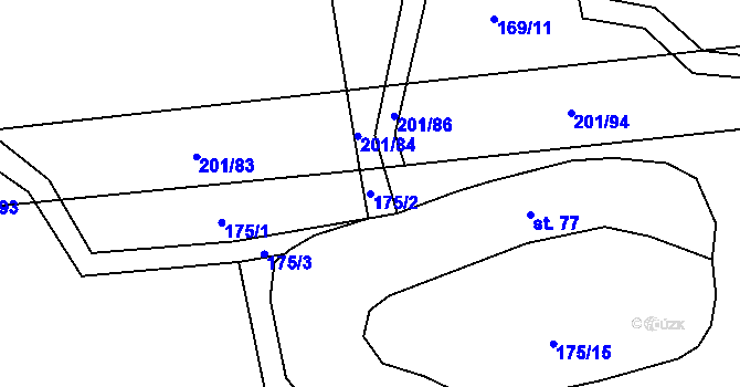 Parcela st. 175/2 v KÚ Radostov, Katastrální mapa