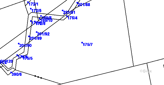 Parcela st. 175/7 v KÚ Radostov, Katastrální mapa