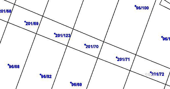 Parcela st. 201/70 v KÚ Radostov, Katastrální mapa