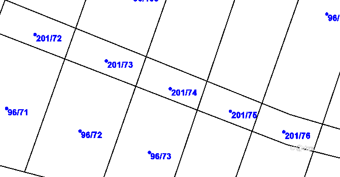 Parcela st. 201/74 v KÚ Radostov, Katastrální mapa