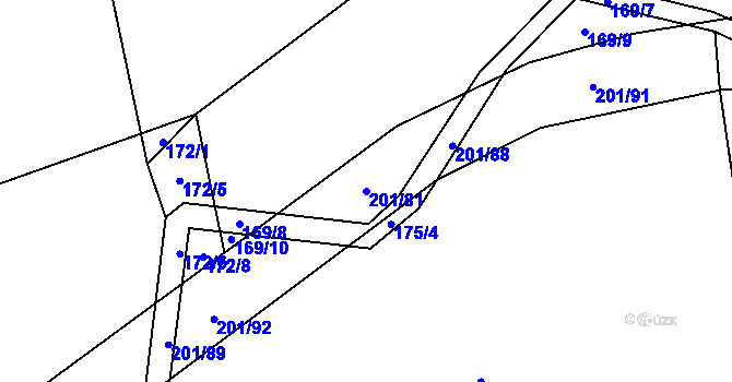 Parcela st. 201/81 v KÚ Radostov, Katastrální mapa