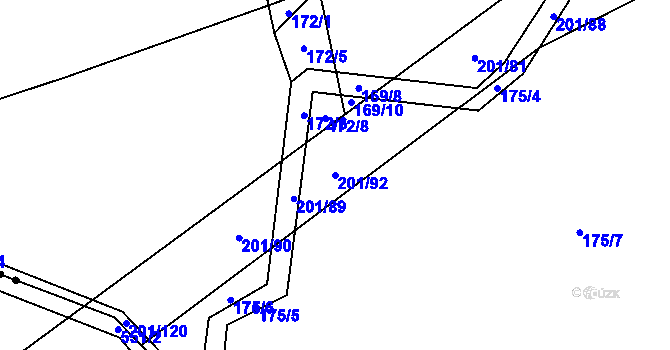 Parcela st. 201/92 v KÚ Radostov, Katastrální mapa