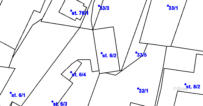 Parcela st. 6/2 v KÚ Radostovice u Smilových Hor, Katastrální mapa