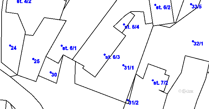 Parcela st. 6/3 v KÚ Radostovice u Smilových Hor, Katastrální mapa