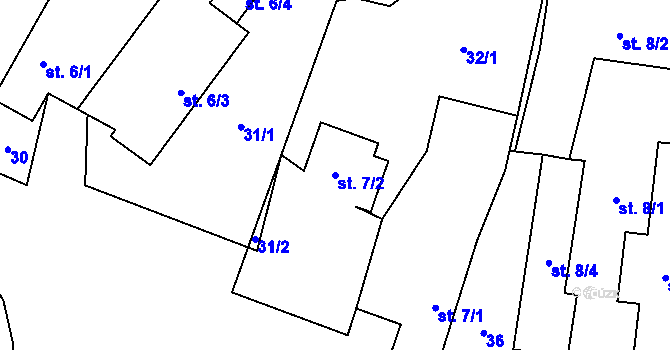 Parcela st. 7/2 v KÚ Radostovice u Smilových Hor, Katastrální mapa