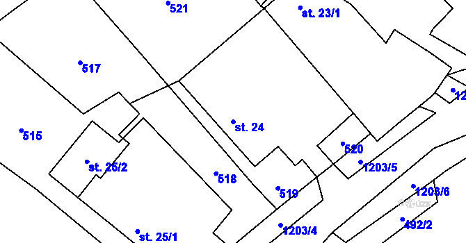 Parcela st. 24 v KÚ Radostovice u Smilových Hor, Katastrální mapa